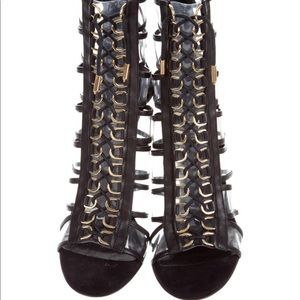 Balmain pvc lace up booties